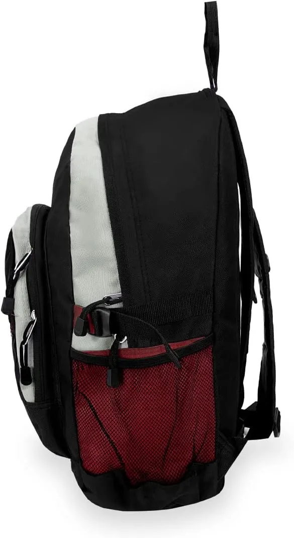 Everest Luggage Backpack with Dual Mesh Pocket, Burgundy/Gray/Black, Burgundy/Gray/Black, One Size