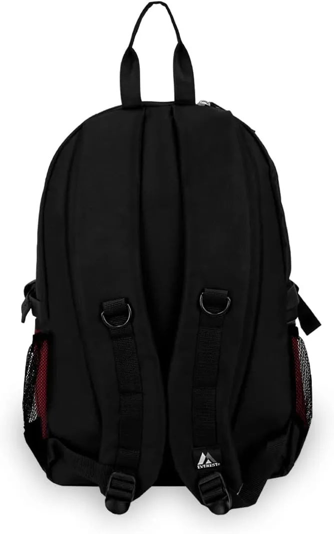 Everest Luggage Backpack with Dual Mesh Pocket, Burgundy/Gray/Black, Burgundy/Gray/Black, One Size