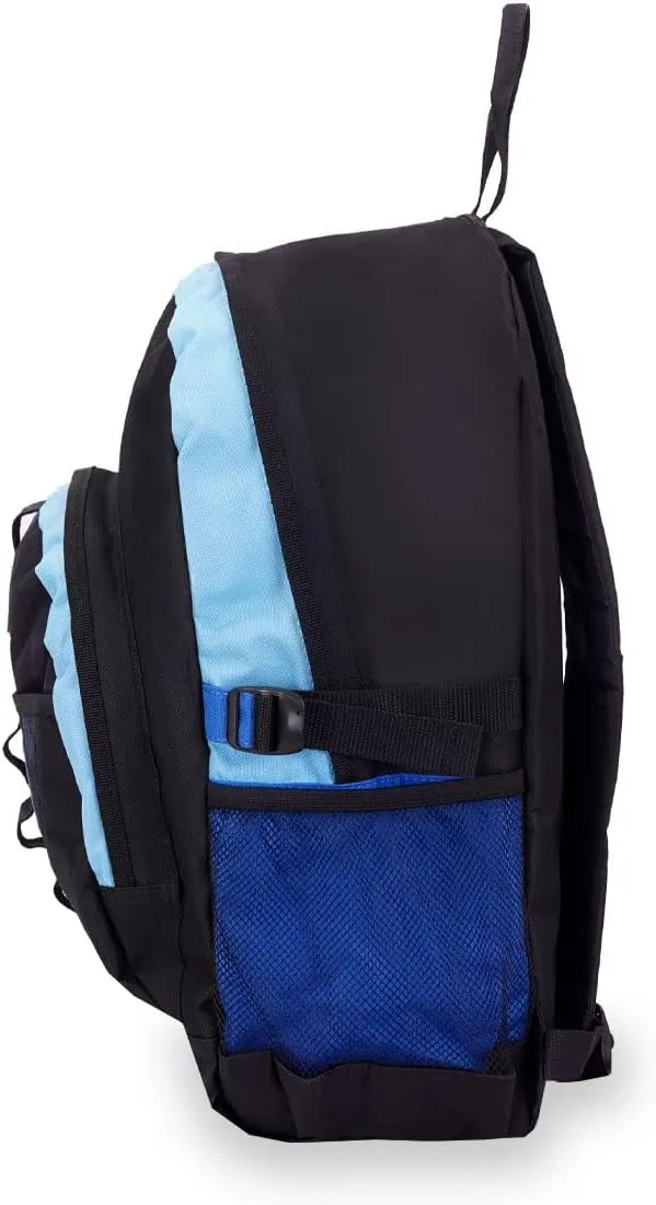 Everest Luggage Backpack with Dual Mesh Pocket, Royal Blue/Blue/Black, Royal Blue/Blue/Black, One Size