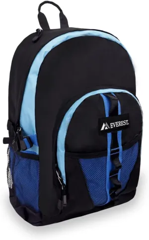 Everest Luggage Backpack with Dual Mesh Pocket, Royal Blue/Blue/Black, Royal Blue/Blue/Black, One Size