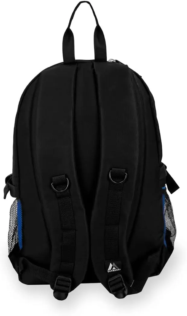 Everest Luggage Backpack with Dual Mesh Pocket, Royal Blue/Blue/Black, Royal Blue/Blue/Black, One Size