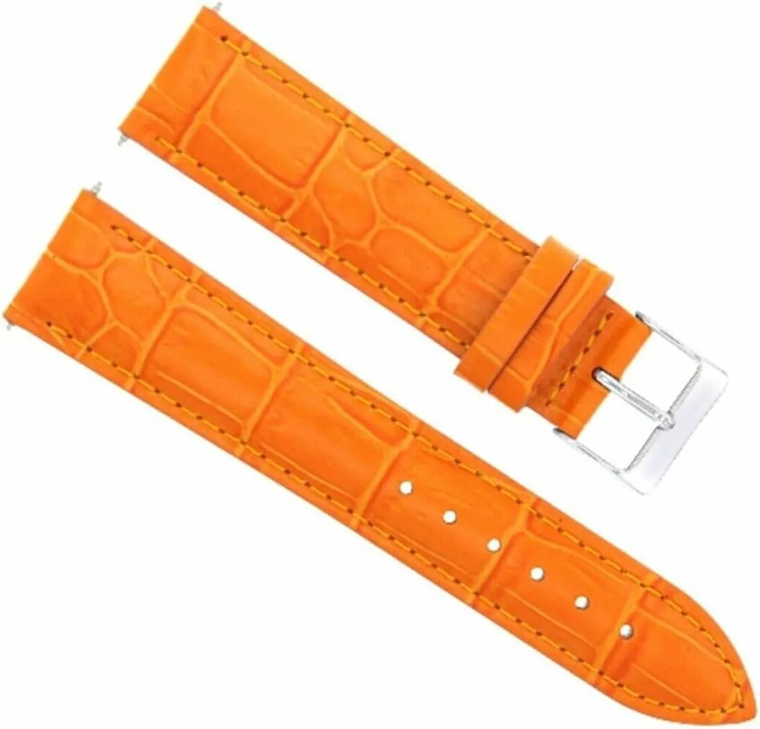 Ewatchparts 18mm Leather Watch Band Strap Compatible With Bulova Accutron Orange
