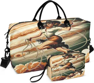Exnundod Cowgirl Magical Attractive Travel Duffel Bags for Women Vintage Sports Gym Bag Weekender Carry On Tote Overnight Luggage Duffle Bags