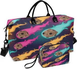 Exnundod Meteor Rain Colorful Flame Travel Duffel Bags for Women Sports Gym Bag Weekender Carry On Tote Overnight Luggage Duffle Bags