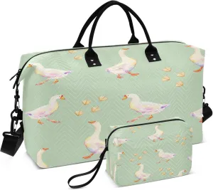 Exnundod Watercolor Cute Goose Travel Duffel Bags for Women Hand Drawn Sports Gym Bag Weekender Carry On Tote Overnight Luggage Duffle Bags