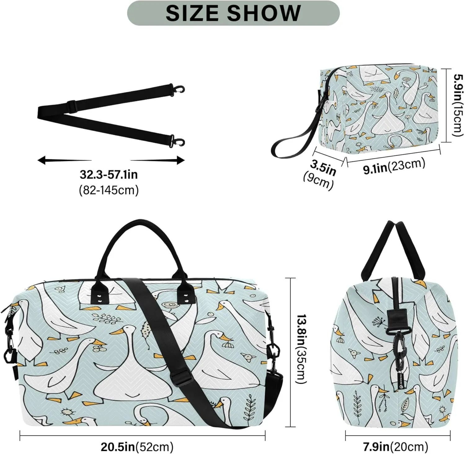 Exnundod Women Weekender Bags Funny Goose Family Travel Duffel Bags Carry On Overnight Bag Cartoon Large Hospital Tote Luggage