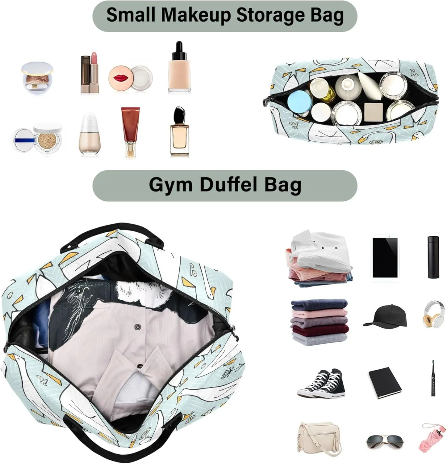 Exnundod Women Weekender Bags Funny Goose Family Travel Duffel Bags Carry On Overnight Bag Cartoon Large Hospital Tote Luggage