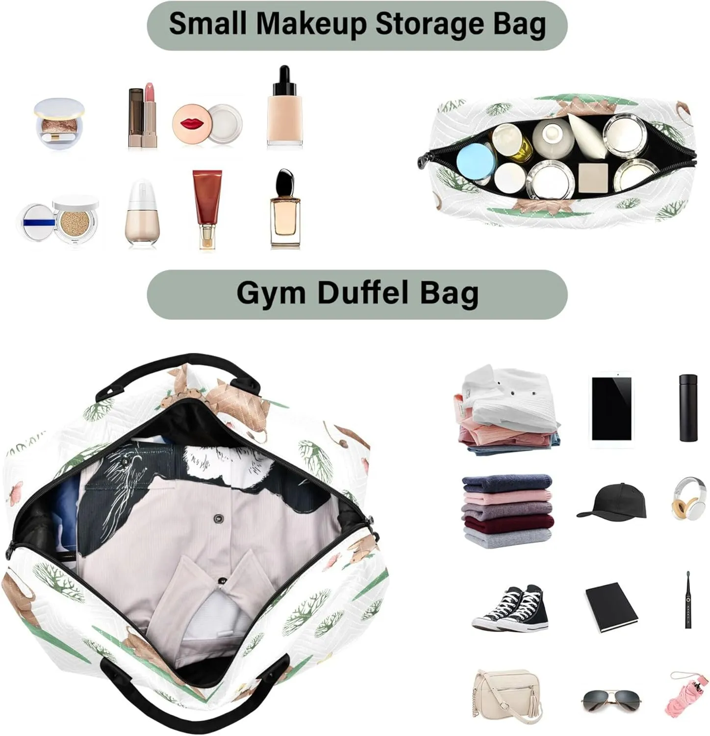 Exnundod Women Weekender Bags Little Farm Cattle Travel Duffel Bags Carry On Overnight Bag Watercolor Large Hospital Tote Luggage
