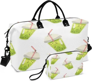 Exnundod Women Weekender Bags Trendy Bubble Tea Beverage Gym Bags Carry On Overnight Duffle Large Duffle Tote Hospital Bag for Business Trip, Yoga