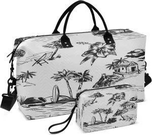 Exnundod Women Weekender Bags Tropical Landscape Pattern Gym Bags Carry On Overnight Duffle Large Duffle Tote Hospital Bag for Business Trip, Yoga