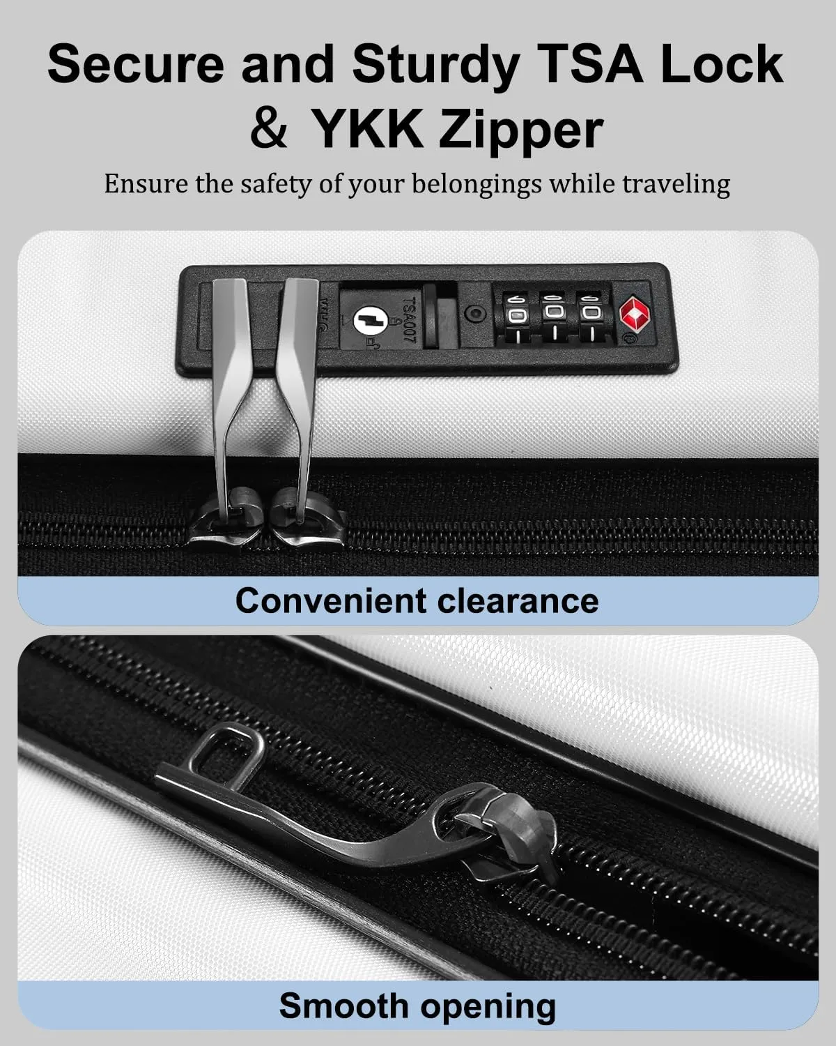 Expandable Checked Luggage, 28 Inch Luggage with Spinner Wheels, Lightweight ABS PC Hard Shell Large Suitcase with Top Opening, TSA Lock (White, 1PC)