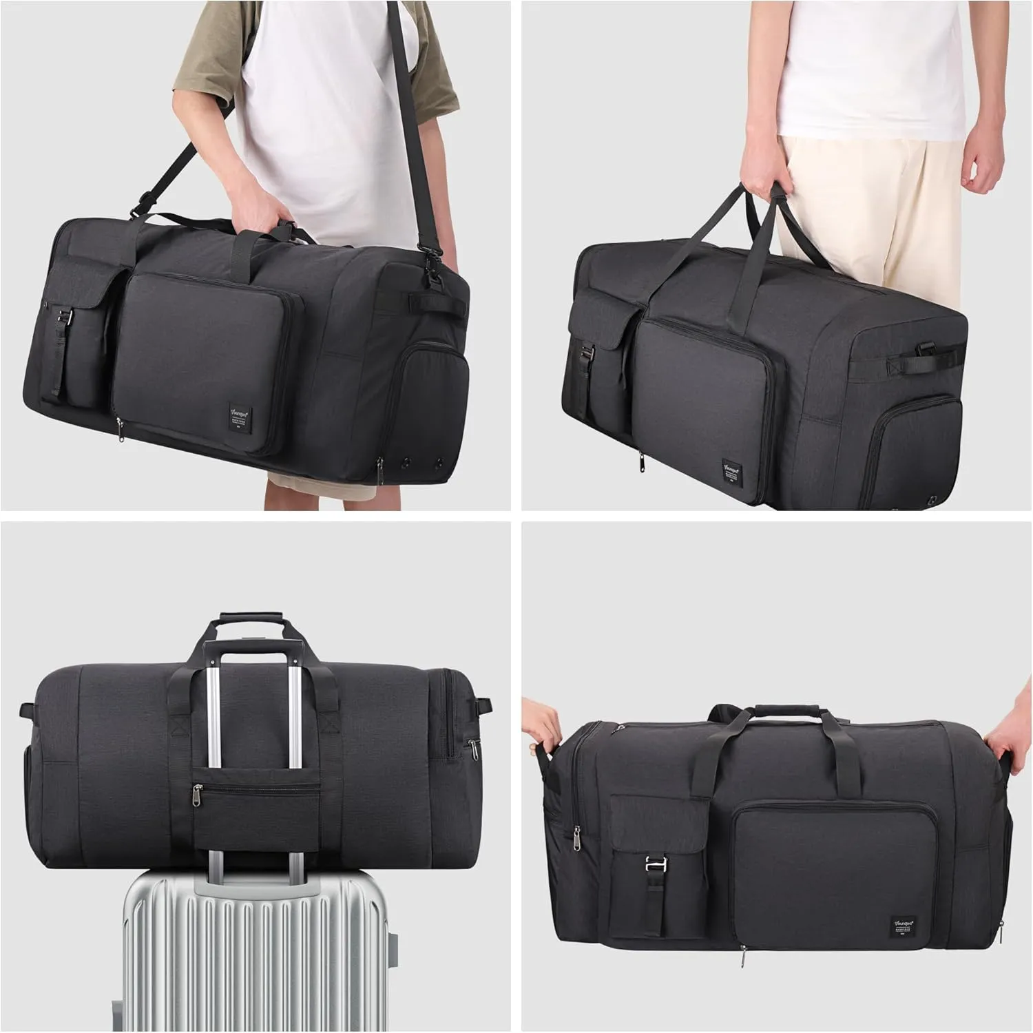 Extra Large Duffle Bag for Travel, Collapsible Duffle Bag for Men, Foldable Duffel Bags for Traveling (Black, 80L)