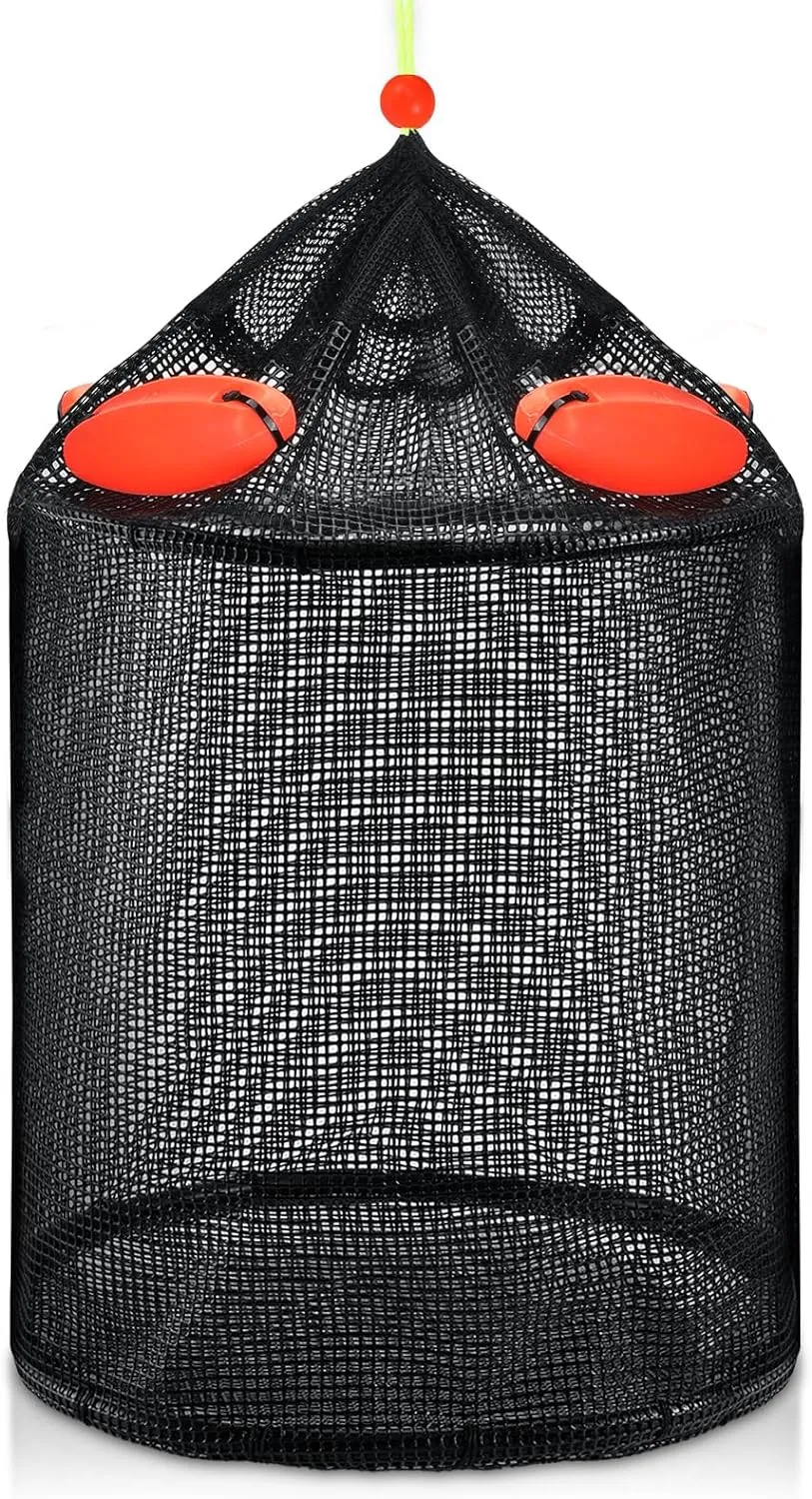 Extra Large Foldable Floating Fishing Basket for Live Caught Fish, Floatable Fishing Net Basket, Heavy Duty Coated Portable Fish Basket