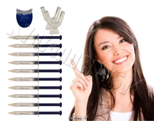 Extra Strength Teeth Whitening Kit; 12 Syringes of 44% Dentist Quality Tooth Whitener Gel and 2 Thermoforming Mouth Trays