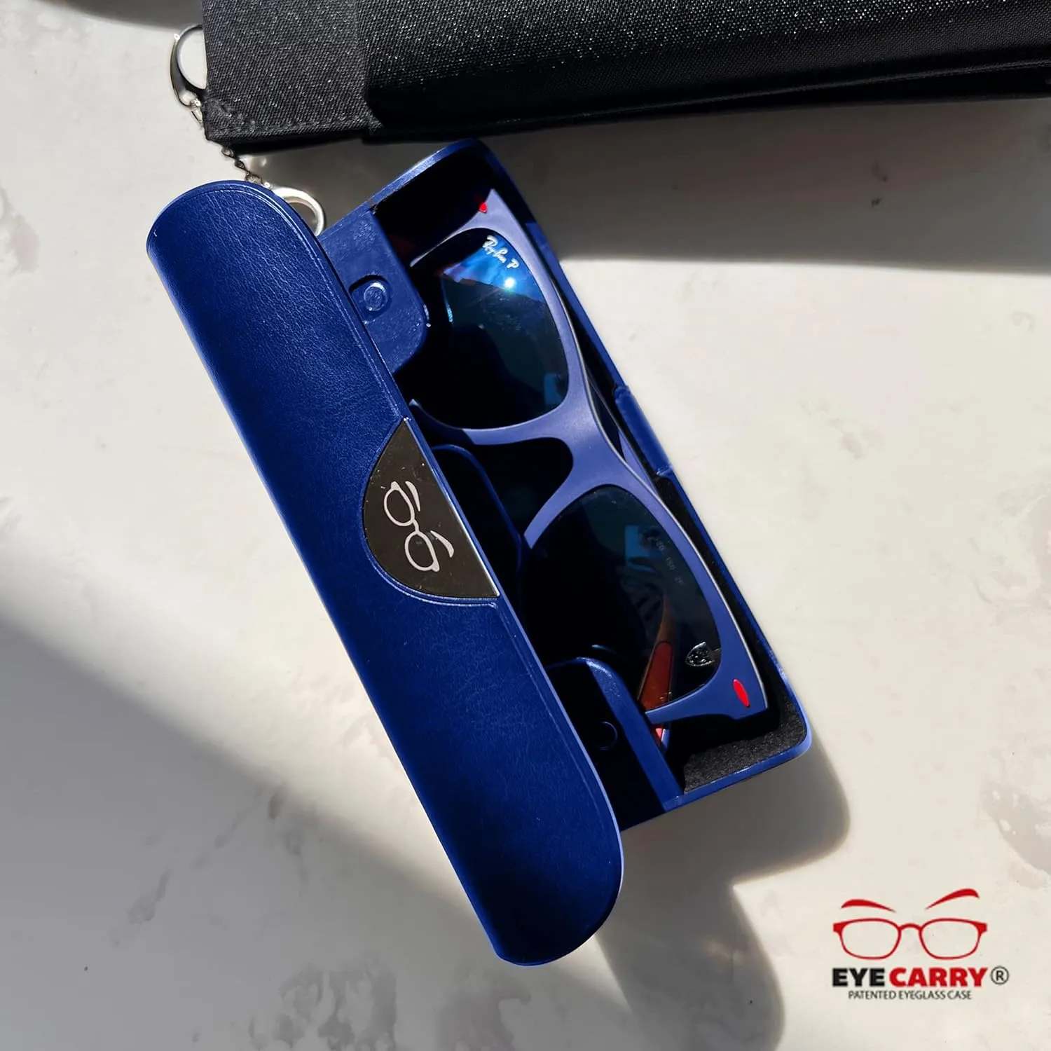 Eyeglasses Case – Vegan Leather Hard Shell Holder, One-Hand Access, Fits Sunglasses, Readers, Blue Light Glasses