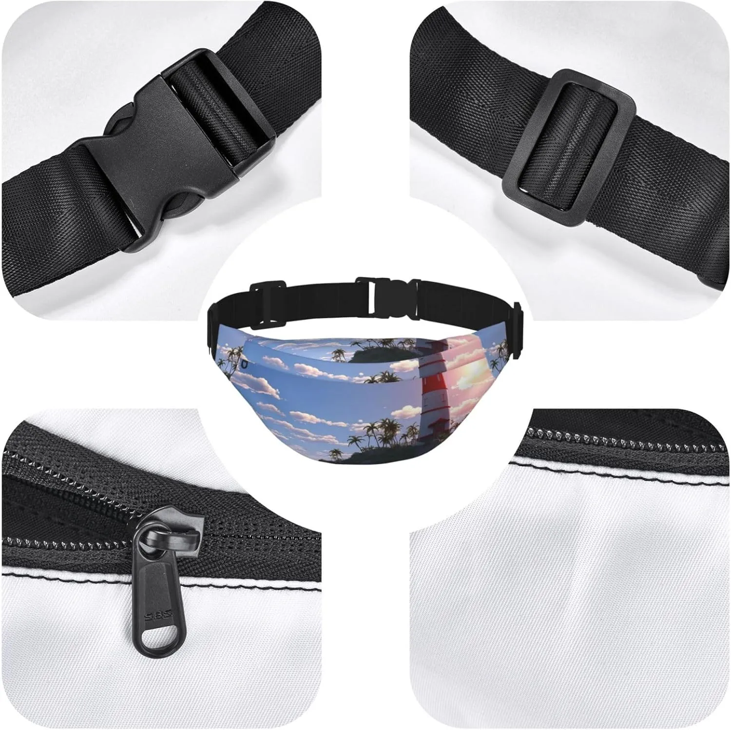 Fanny Pack for Men Women Waist Bag Adjustable Waist Pack Crossbody Belt Bag Navigation Lighthouse Bum Bag