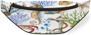 Fanny Pack for Women Men Ocean Animal Corals Waist Pack Crossbody Bag with Adjustable Straps for Hiking Running Walking Travel Cycling
