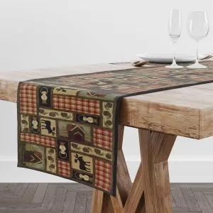 Farmhouse Moose Deer Table Runner Country Style Vintage Retro Rustic Lodge Kitchen Dinner Runner for Indoor Home Living Room Party Dining Table Decoration 13"x70"