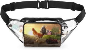 Farmhouse Rooster Farmland Clear Fanny Pack Stadium Approved Clear Crossbody Belt Bag for Women Men Transparent Waist Bag with Adjustable Strap for Concerts Sports Events Travel