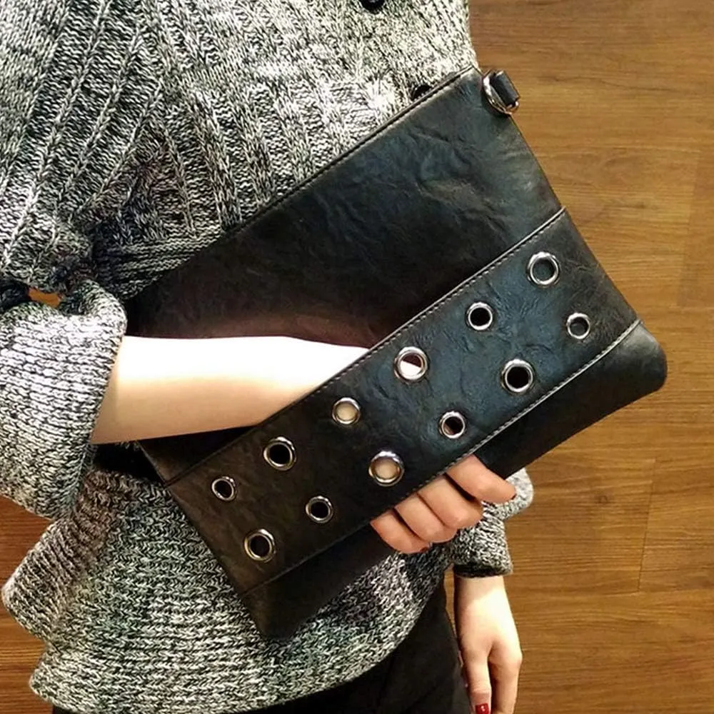 Fashion Rivet Women Envelope Clutch Bag PU Leather Crossbody Messenger Bags Female Shoulder Handbag Wristlet Clutches