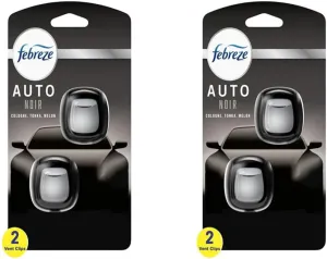 Febreze Vent Clip Car Air Freshener, Odor Eliminator, Auto Noir Scent, 4 Clips (2 Packs)