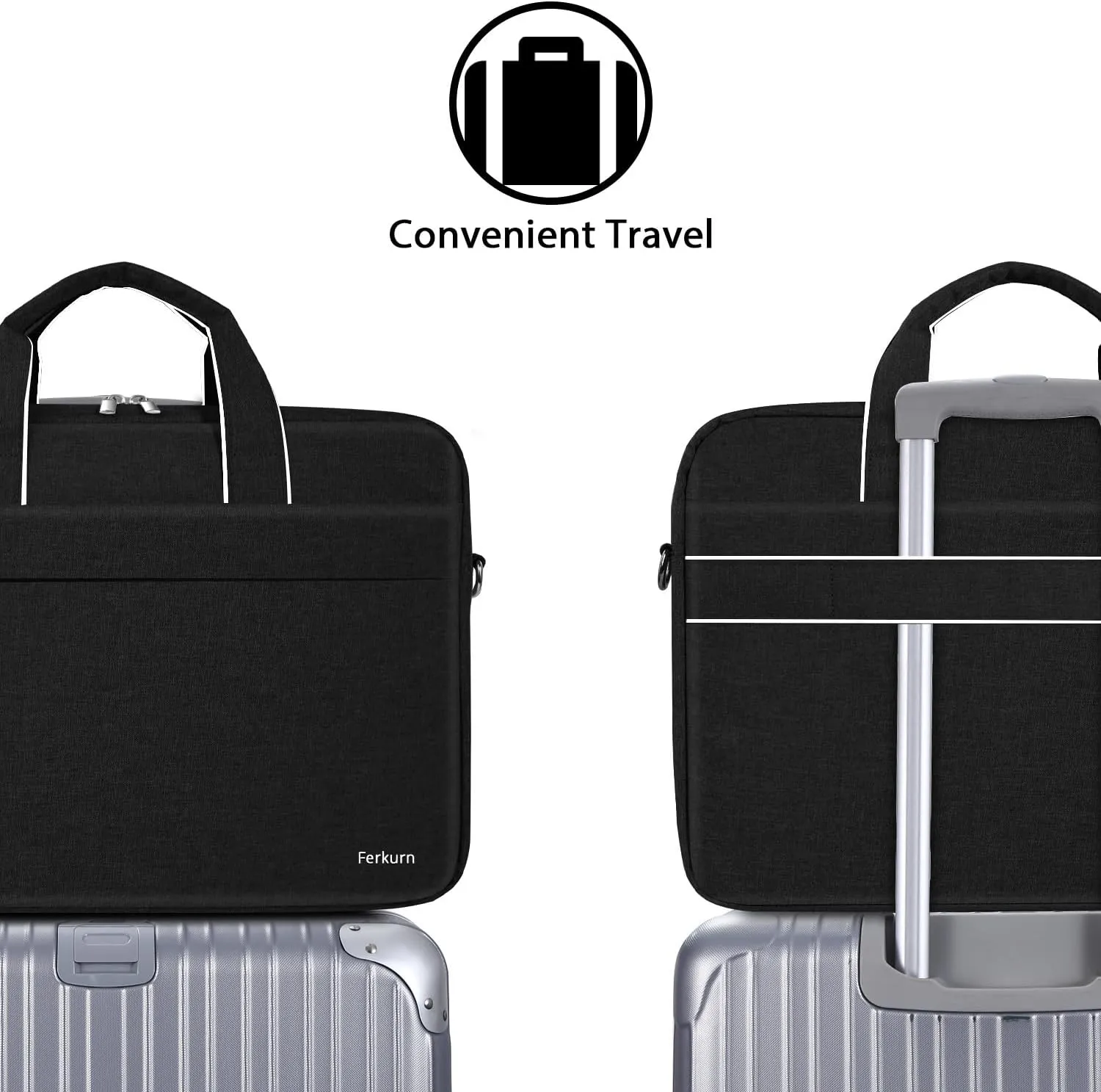 Ferkurn Laptop Bag Case for Women Men Computer Bag Compatible with HP Envy Omen/LG Gram/MSI/Dell XPS/Lenovo Thinkpad/ASUS/Acer, Shoulder Strap Carrying Messenger Briefcase, Black, 17 17.3 Inch