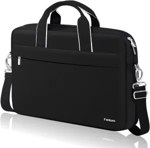 Ferkurn Laptop Bag Case for Women Men Computer Bag Compatible with HP Envy Omen/LG Gram/MSI/Dell XPS/Lenovo Thinkpad/ASUS/Acer, Shoulder Strap Carrying Messenger Briefcase, Black, 17 17.3 Inch