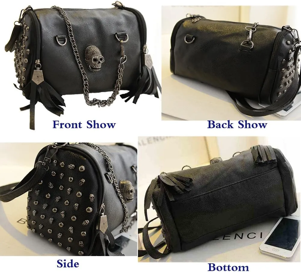 Fivelove Women Top Handle Shoulder Bag Personality Rivet Satchel Tote Middle Size Handbag Purse Bag