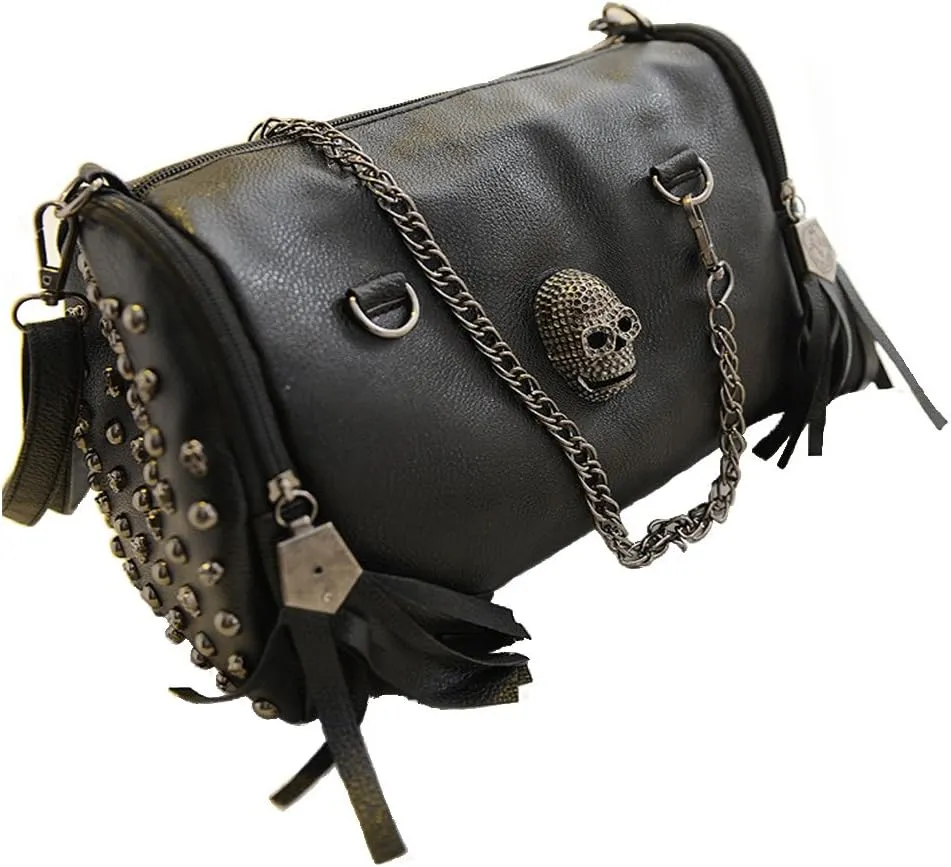 Fivelove Women Top Handle Shoulder Bag Personality Rivet Satchel Tote Middle Size Handbag Purse Bag