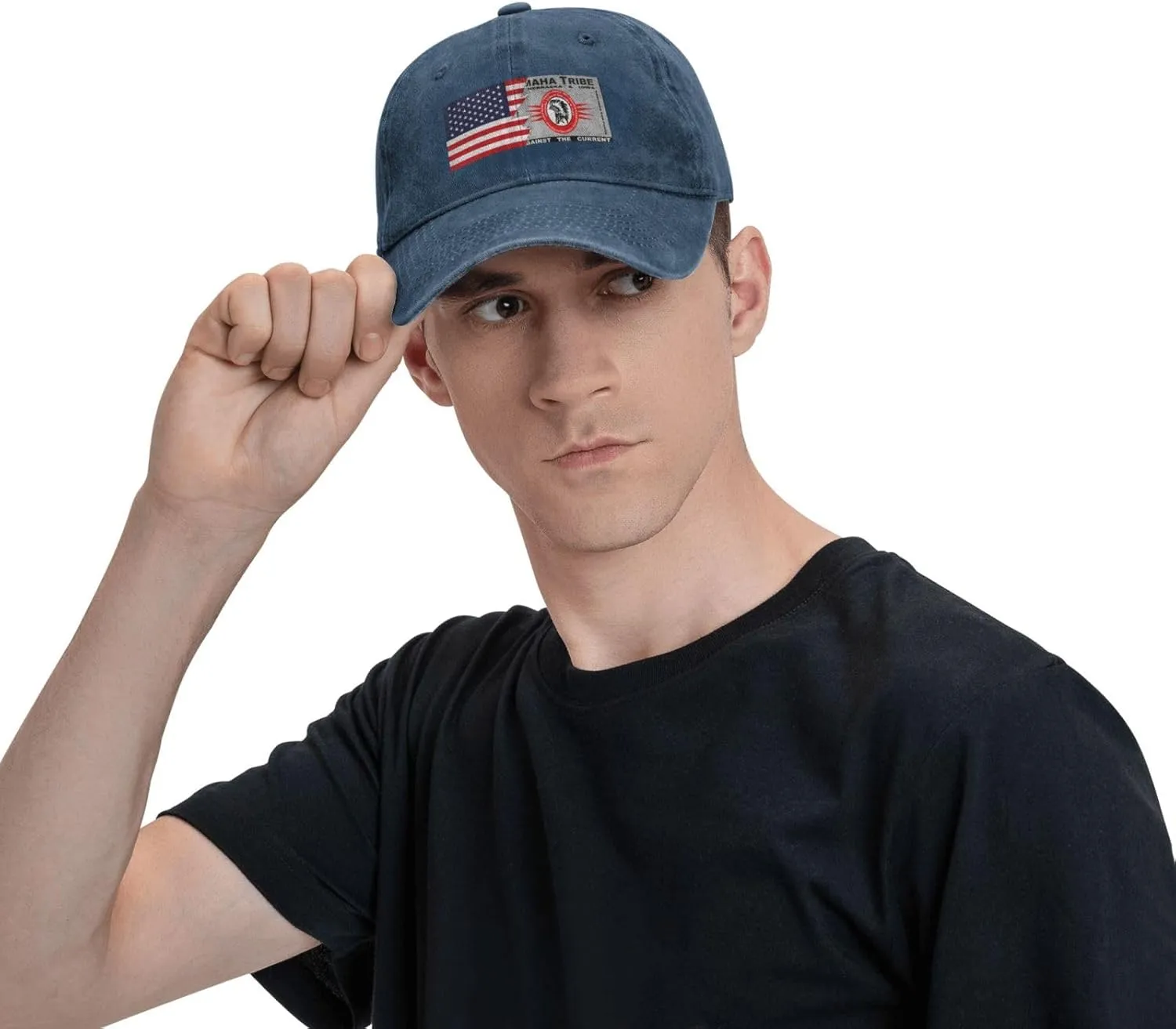 Flag of The Omaha Tribe of Nebraska & Iowa and America Baseball Cap for Men Women Adjustable Vintage Washed Cotton Dad Hat