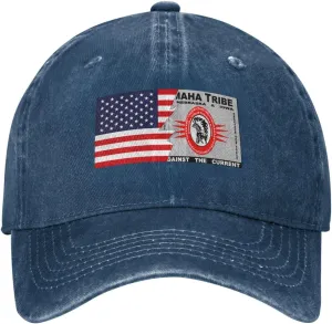 Flag of The Omaha Tribe of Nebraska & Iowa and America Baseball Cap for Men Women Adjustable Vintage Washed Cotton Dad Hat