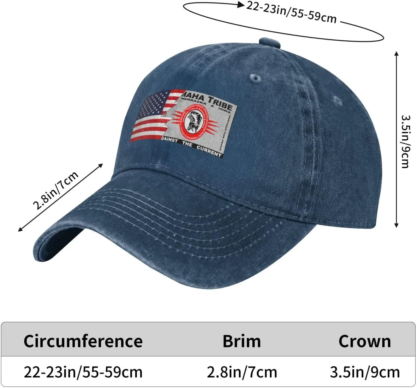Flag of The Omaha Tribe of Nebraska & Iowa and America Baseball Cap for Men Women Adjustable Vintage Washed Cotton Dad Hat
