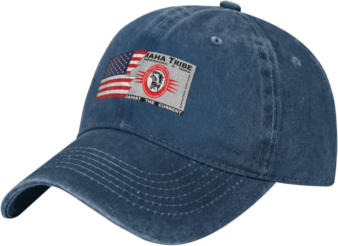 Flag of The Omaha Tribe of Nebraska & Iowa and America Baseball Cap for Men Women Adjustable Vintage Washed Cotton Dad Hat