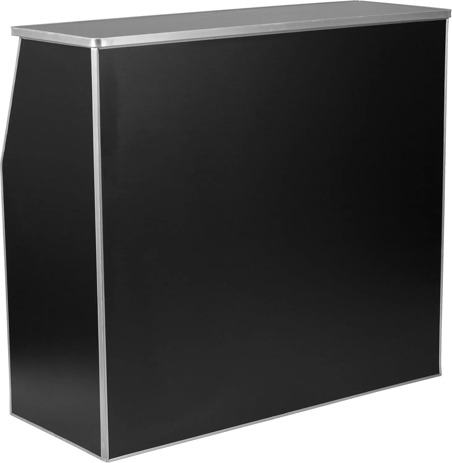 Flash Furniture 4' Folding Portable Event Bar with Top and Middle Shelves, Mobile Laminate Foldable Bar for Parties and Events, Black