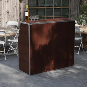 Flash Furniture Amara 4' Walnut Woodgrain Laminate Foldable Bar - Portable Event Bar