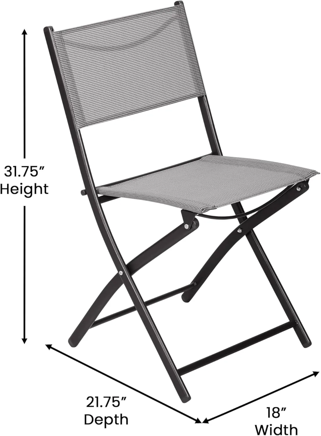Flash Furniture Brazos Commercial Indoor-Outdoor Folding Chairs, Flex Comfort Backs/Seats, Metal Frames, Portable Lightweight Foldable Design, Set of 2, Gray/Black
