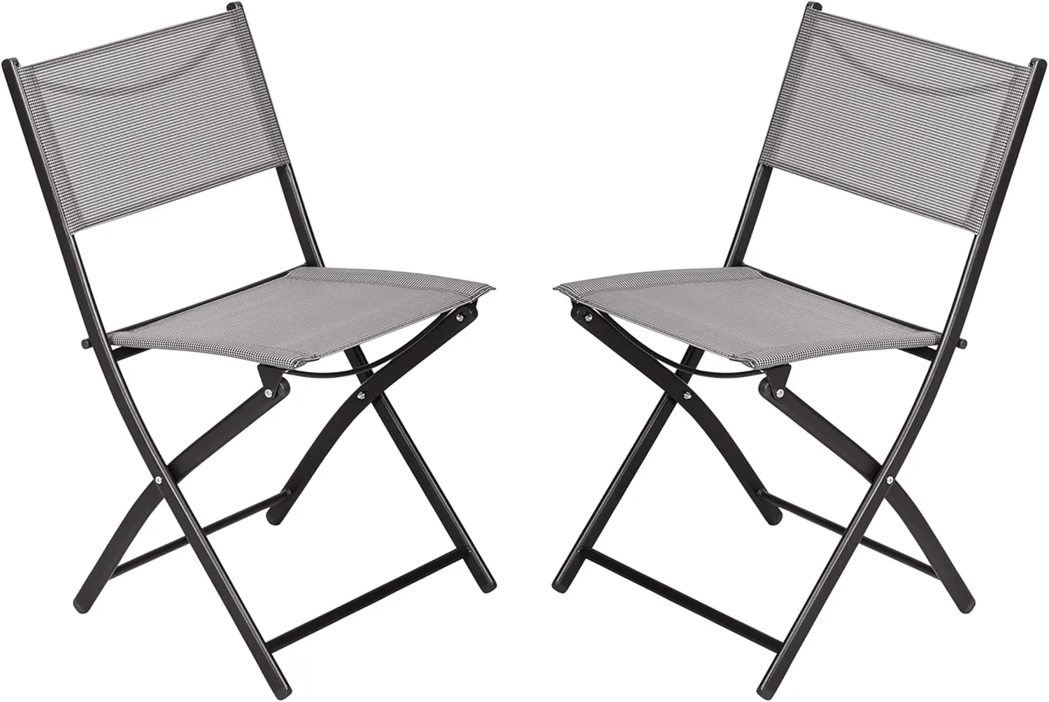 Flash Furniture Brazos Commercial Indoor-Outdoor Folding Chairs, Flex Comfort Backs/Seats, Metal Frames, Portable Lightweight Foldable Design, Set of 2, Gray/Black