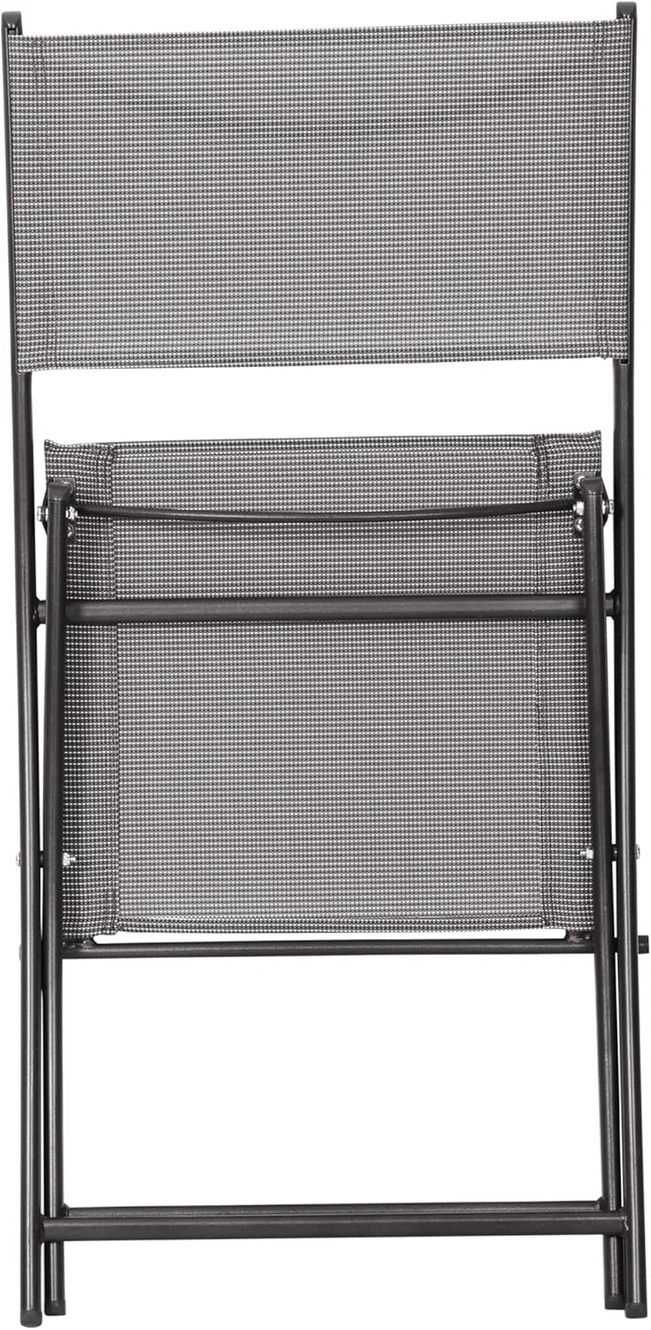 Flash Furniture Brazos Commercial Indoor-Outdoor Folding Chairs, Flex Comfort Backs/Seats, Metal Frames, Portable Lightweight Foldable Design, Set of 2, Gray/Black