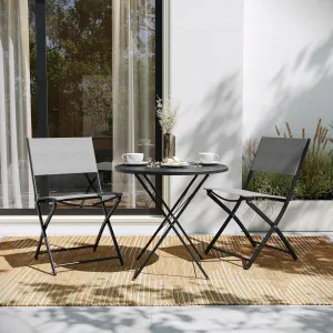 Flash Furniture Brazos Commercial Indoor-Outdoor Folding Chairs, Flex Comfort Backs/Seats, Metal Frames, Portable Lightweight Foldable Design, Set of 2, Gray/Black