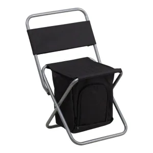 Flash Furniture Folding Camping Chair with Insulated Storage in Black