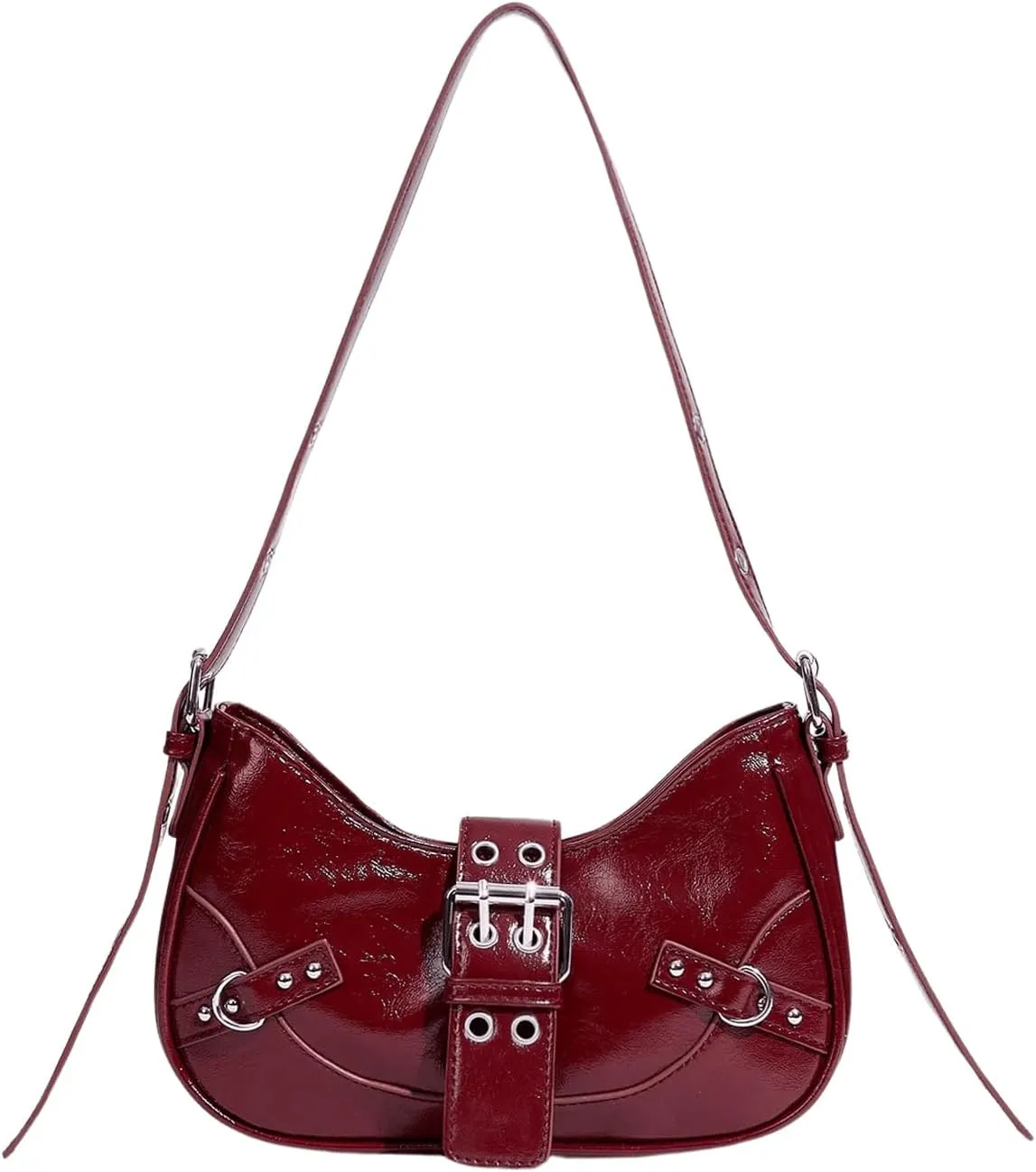 Floerns Women's Y2k Shoulder Bag Rivet Adjustable Straps Hobo Bag Punk Crossbody Purse