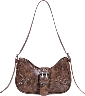 Floerns Women's Y2k Shoulder Bag Rivet Adjustable Straps Hobo Bag Punk Crossbody Purse