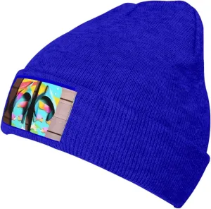 Flops Slippers Art Sandals Luxurious Velvet Patch Design,Knitted Wool Hat,Ideal for Sporty & Outdoor Activities