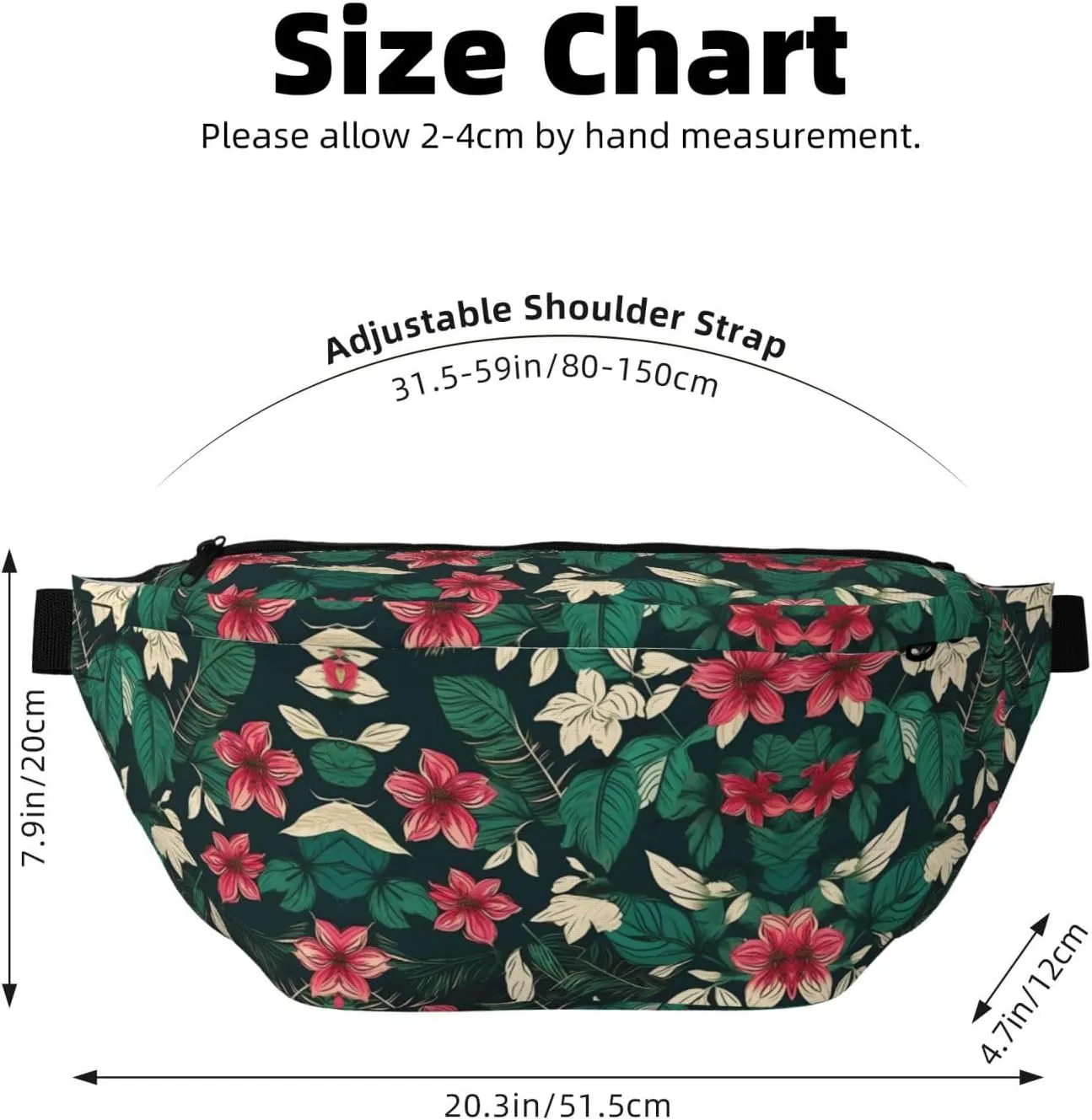flower leaf Fanny Pack Crossbody Sling Bag â€“ Zipper Pockets for Travel, Hiking, Cycling, Workouts, and Everyday Use