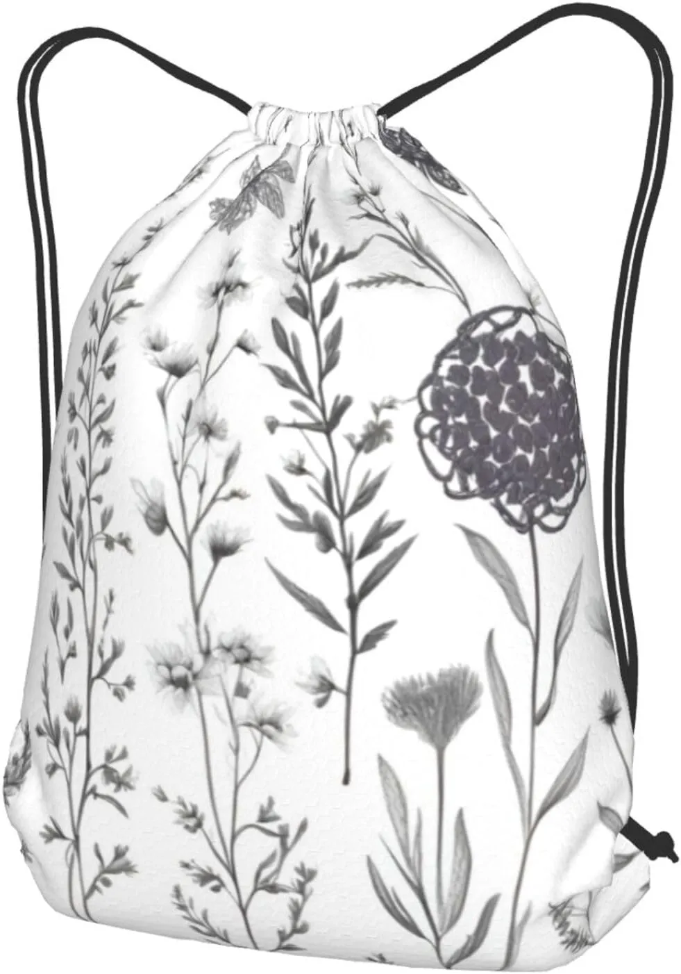 Flowering Herbs & Herbaceou Drawstring Cinch Backpack Polyester Sack Pack String Bag For Hiking Camping Adventure