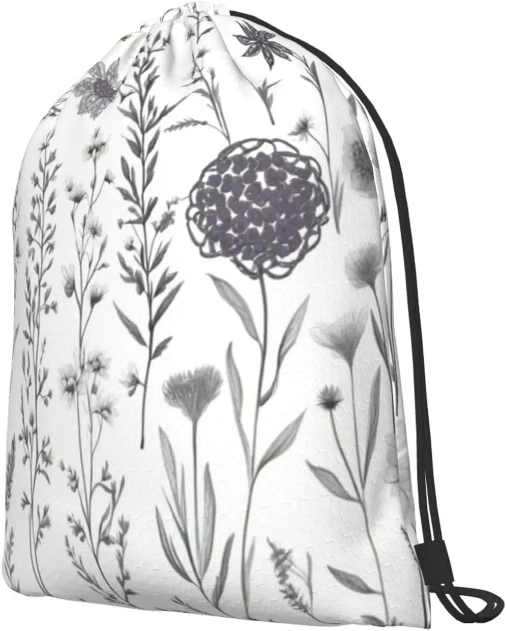 Flowering Herbs & Herbaceou Drawstring Cinch Backpack Polyester Sack Pack String Bag For Hiking Camping Adventure