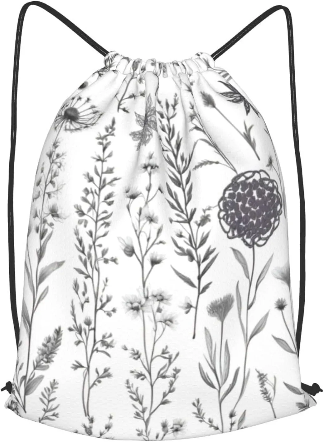 Flowering Herbs & Herbaceou Drawstring Cinch Backpack Polyester Sack Pack String Bag For Hiking Camping Adventure