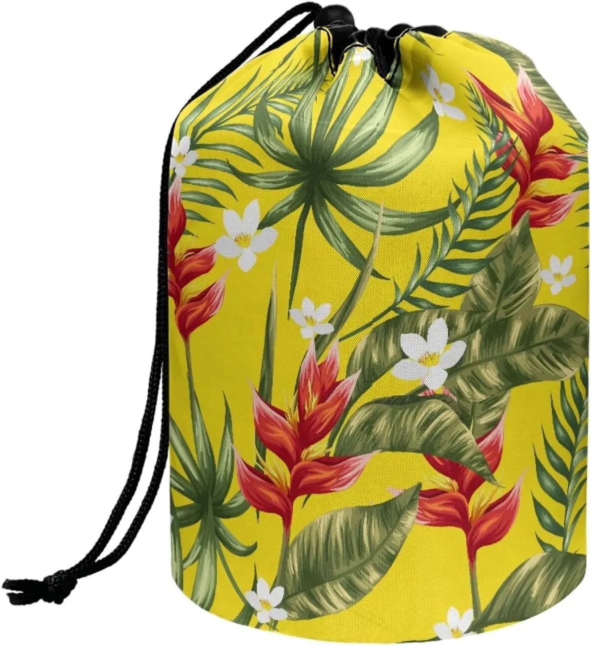 flowers dandelions drawstring makeup bag opens flat collapsible makeup bag portable lazy drawstring makeup bag travel cosmetic pouch toiletry travel essentials for women round makeup bag