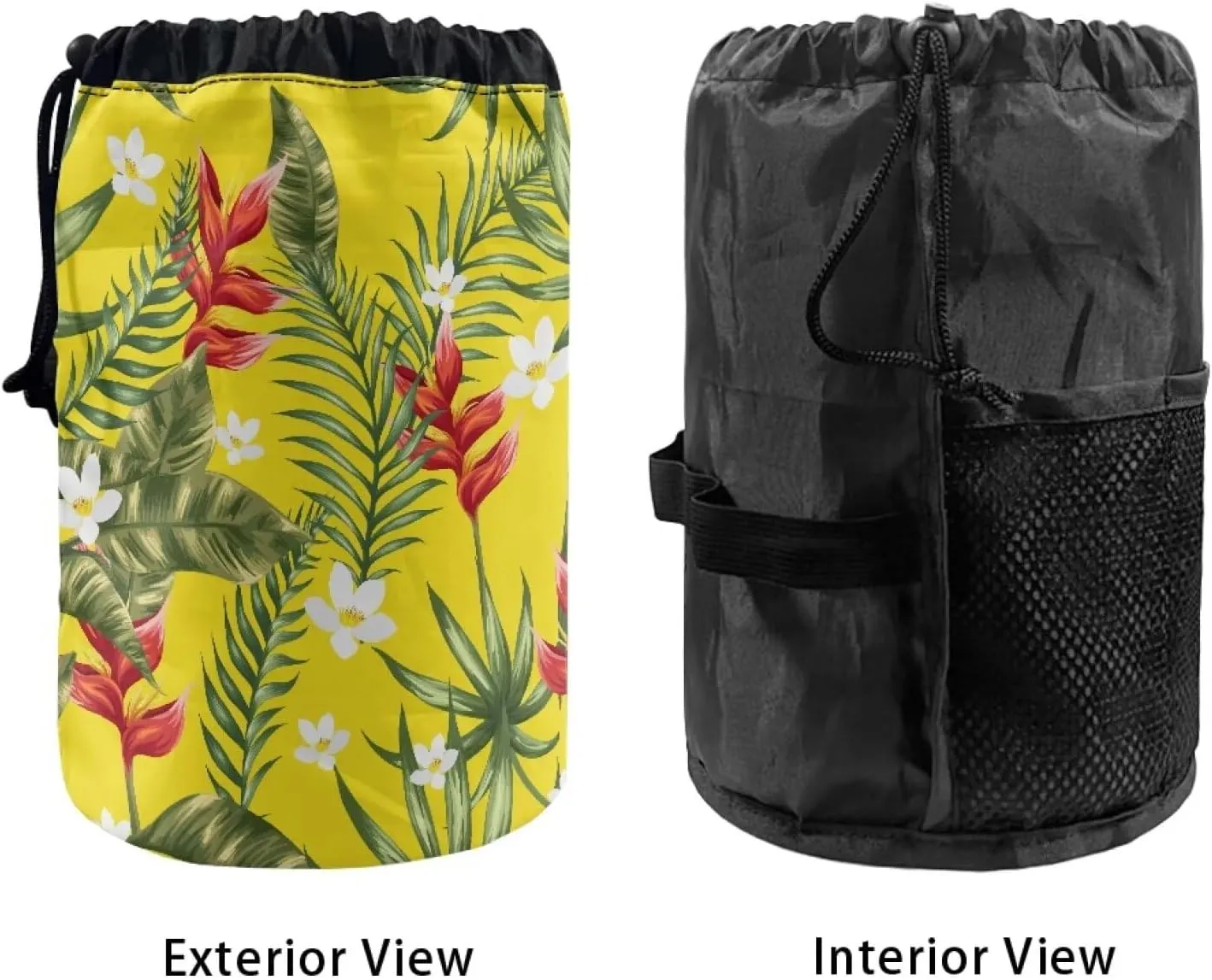 flowers dandelions drawstring makeup bag opens flat collapsible makeup bag portable lazy drawstring makeup bag travel cosmetic pouch toiletry travel essentials for women round makeup bag