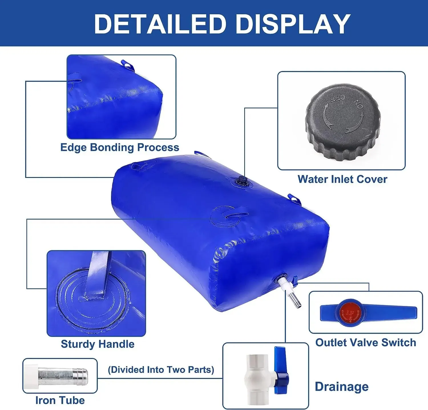 Foldable 1000L Emergency Water Storage Bag with Valve - Large Capacity and Portable